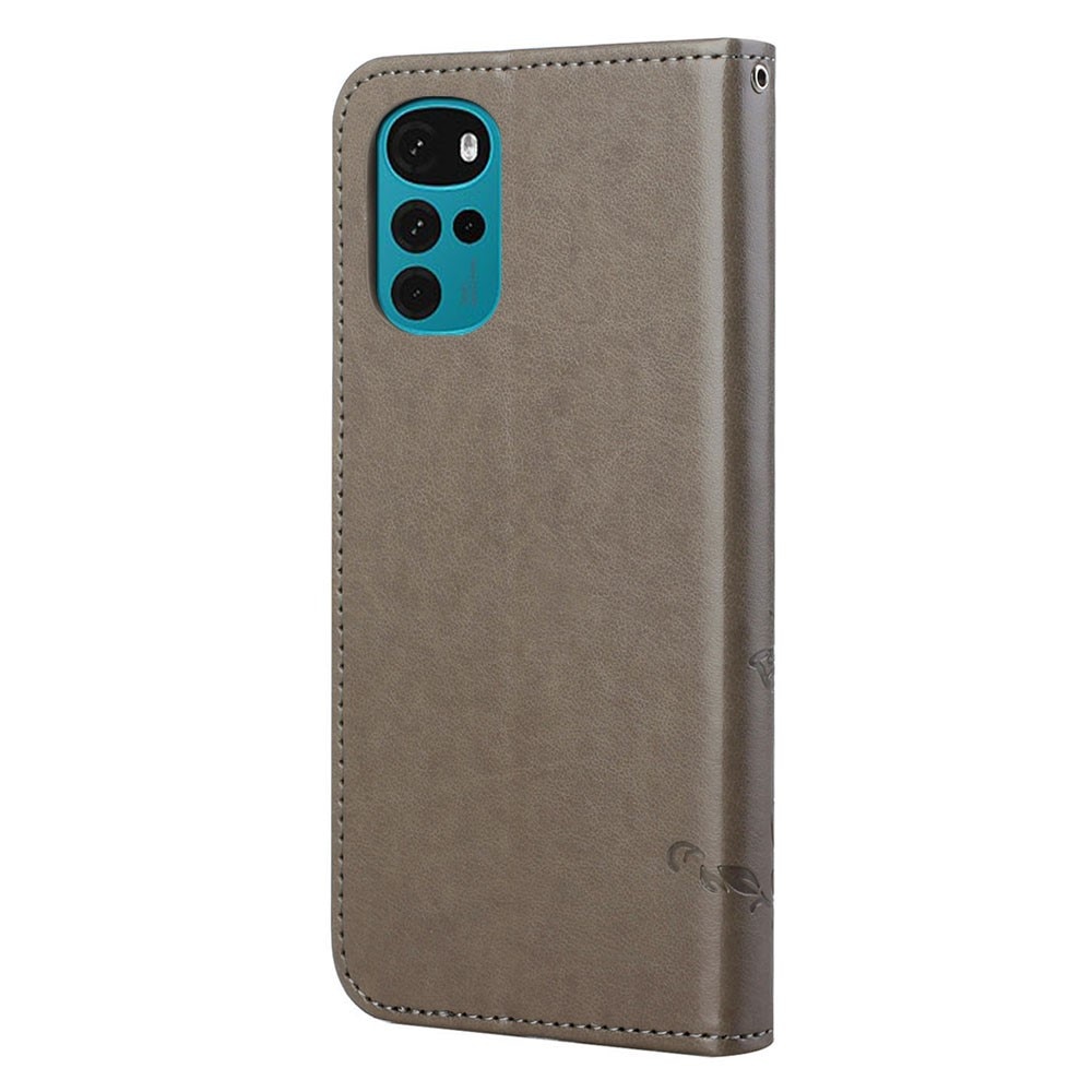 Motorola Moto G22 Handyhülle mit Schmetterlingsmuster, Grau