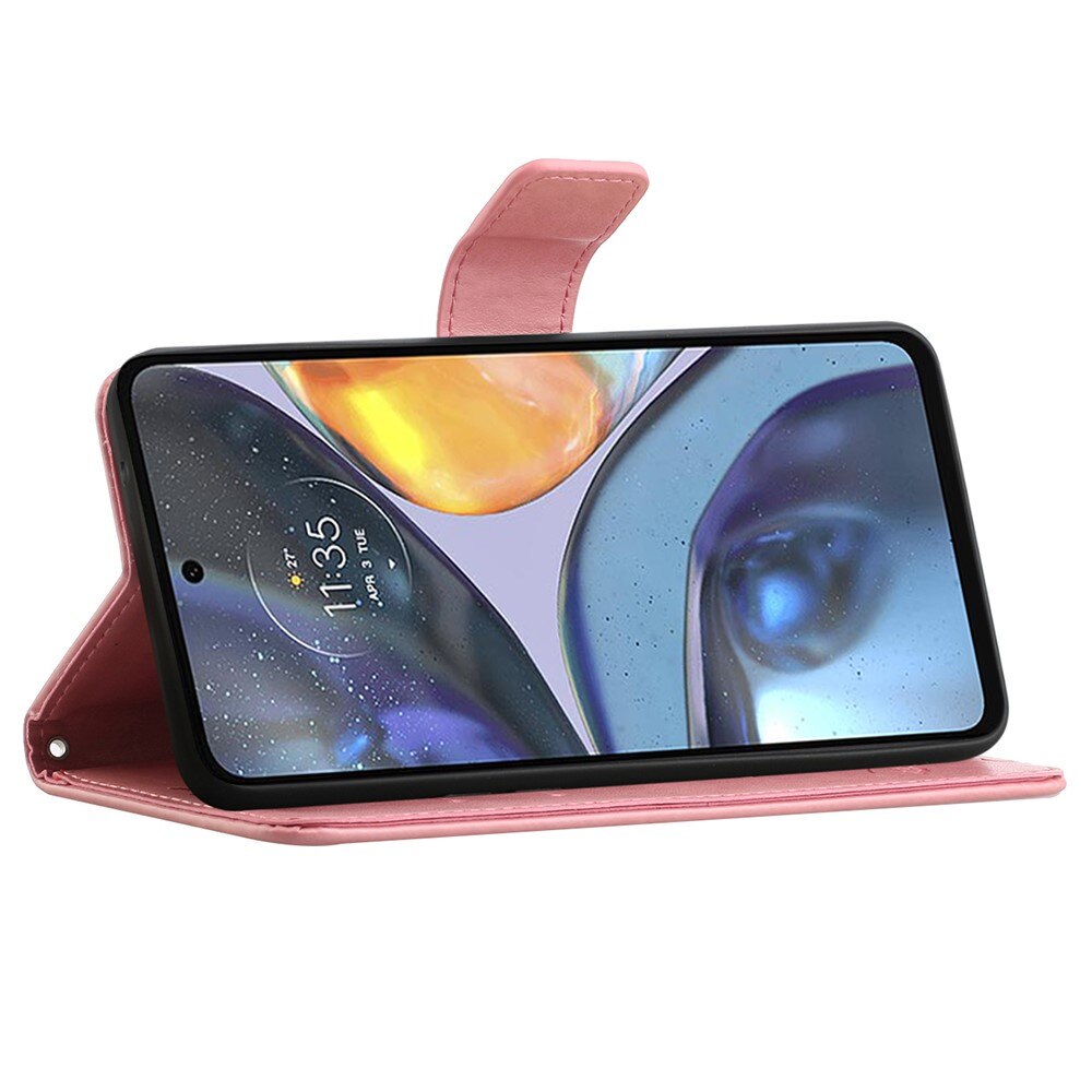 Motorola Moto G22 Handyhülle mit Schmetterlingsmuster, Rosa