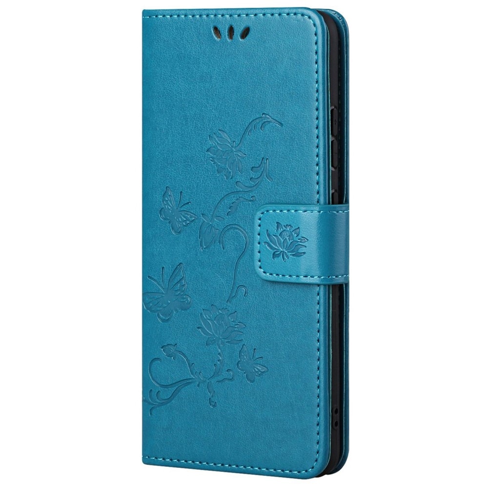 Motorola Moto E32 Handyhülle mit Schmetterlingsmuster, blau