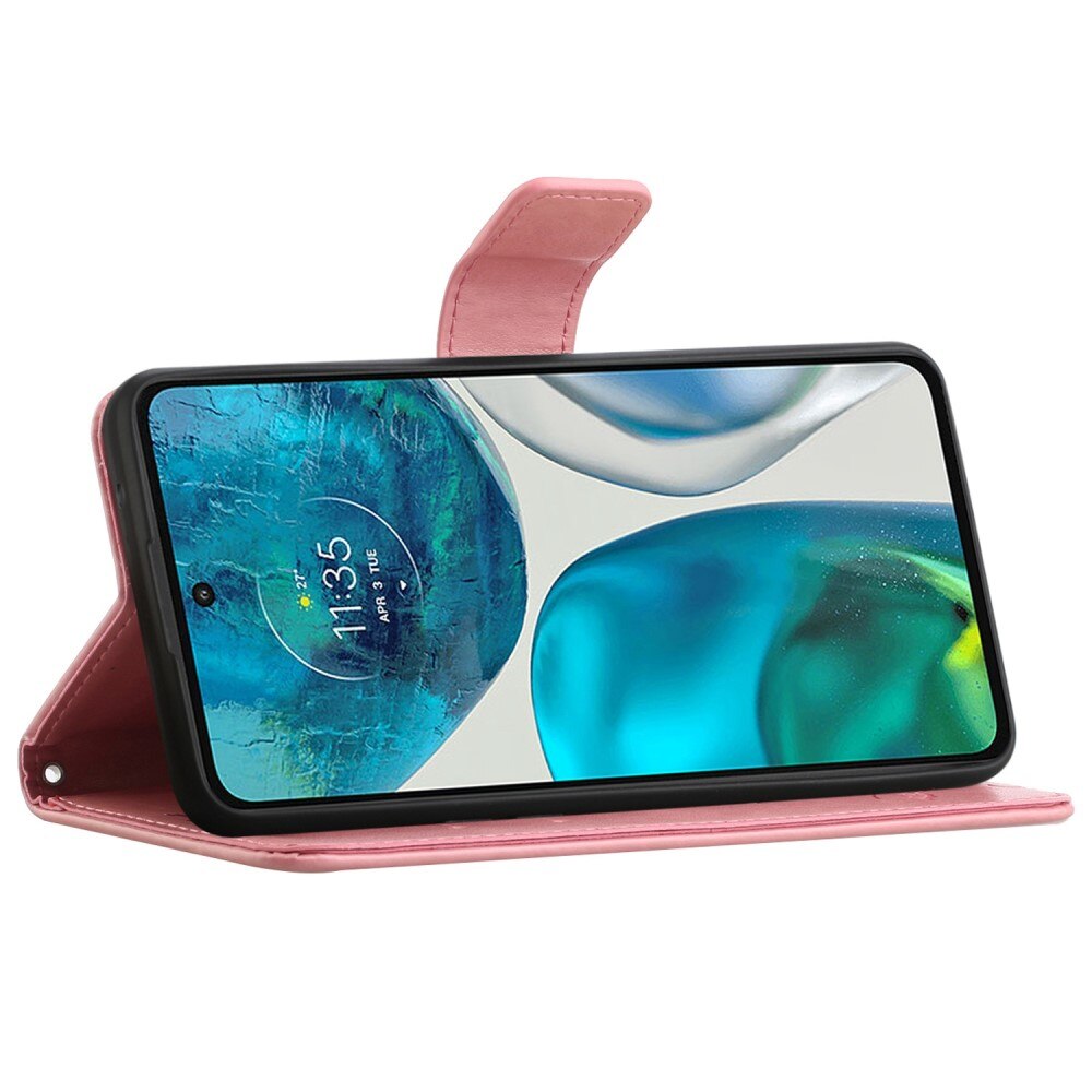 Motorola Moto E32 Handyhülle mit Schmetterlingsmuster, rosa