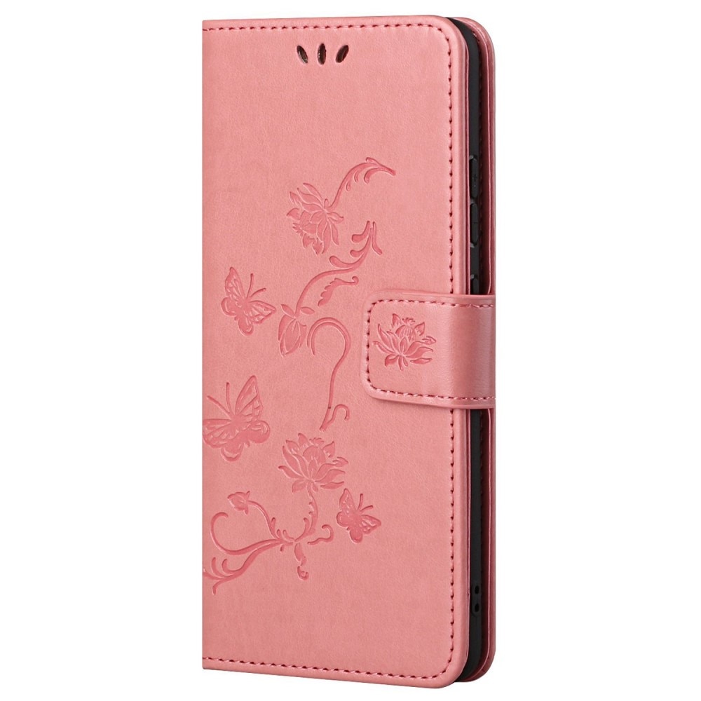 Motorola Moto E32 Handyhülle mit Schmetterlingsmuster, rosa