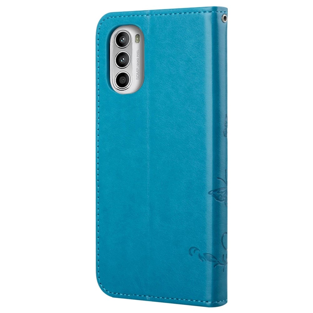 Motorola Moto G52 Handyhülle mit Schmetterlingsmuster, blau