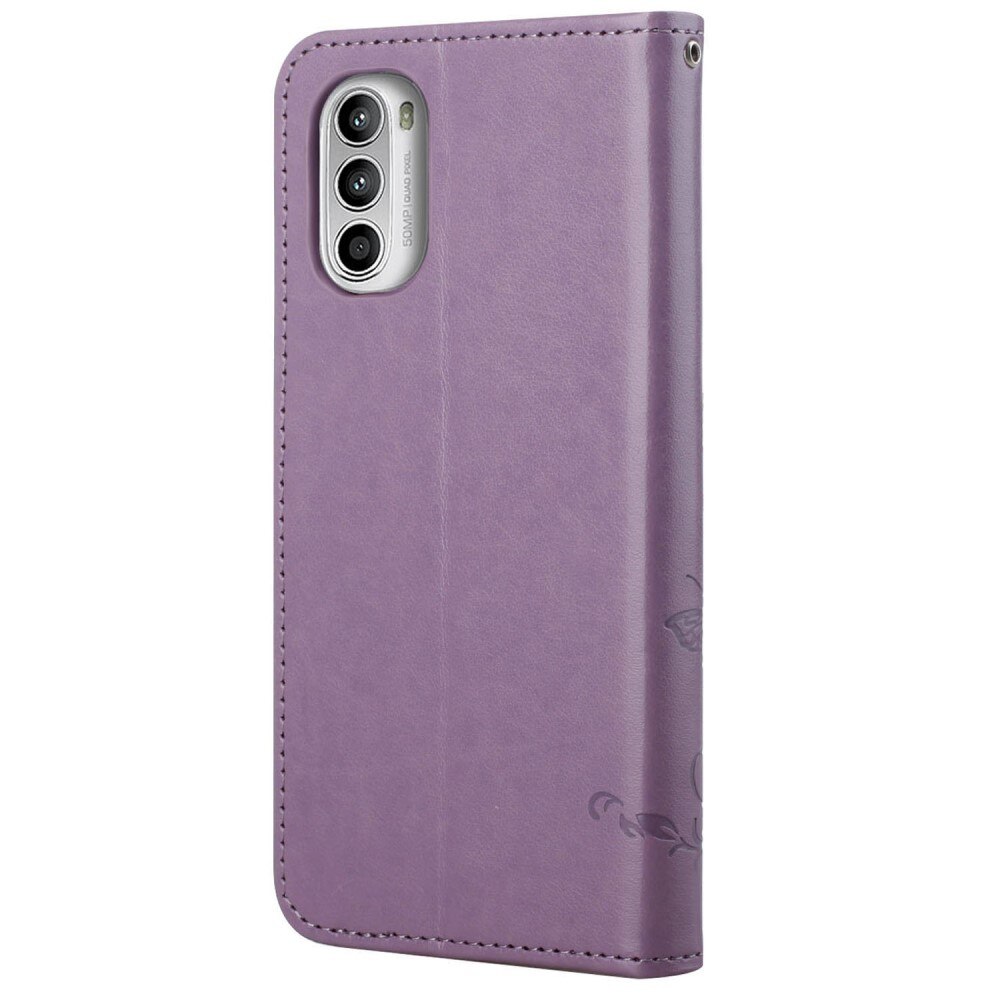 Motorola Moto G52 Handyhülle mit Schmetterlingsmuster, Lila