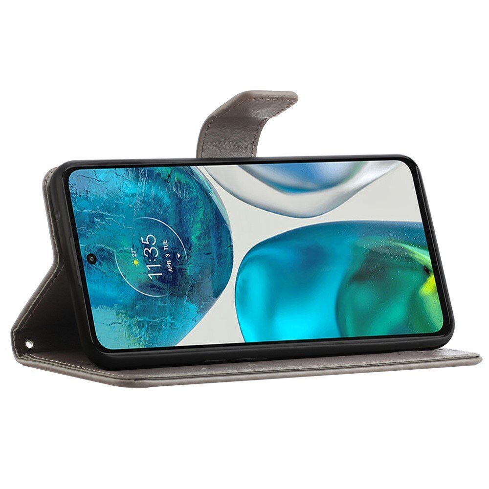 Motorola Moto G52 Handyhülle mit Schmetterlingsmuster, Grau