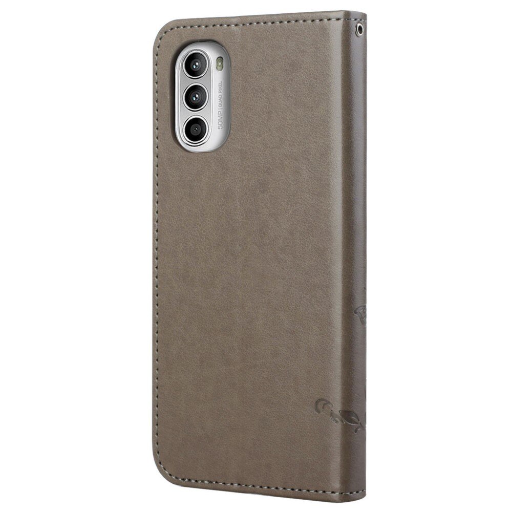 Motorola Moto G52 Handyhülle mit Schmetterlingsmuster, Grau