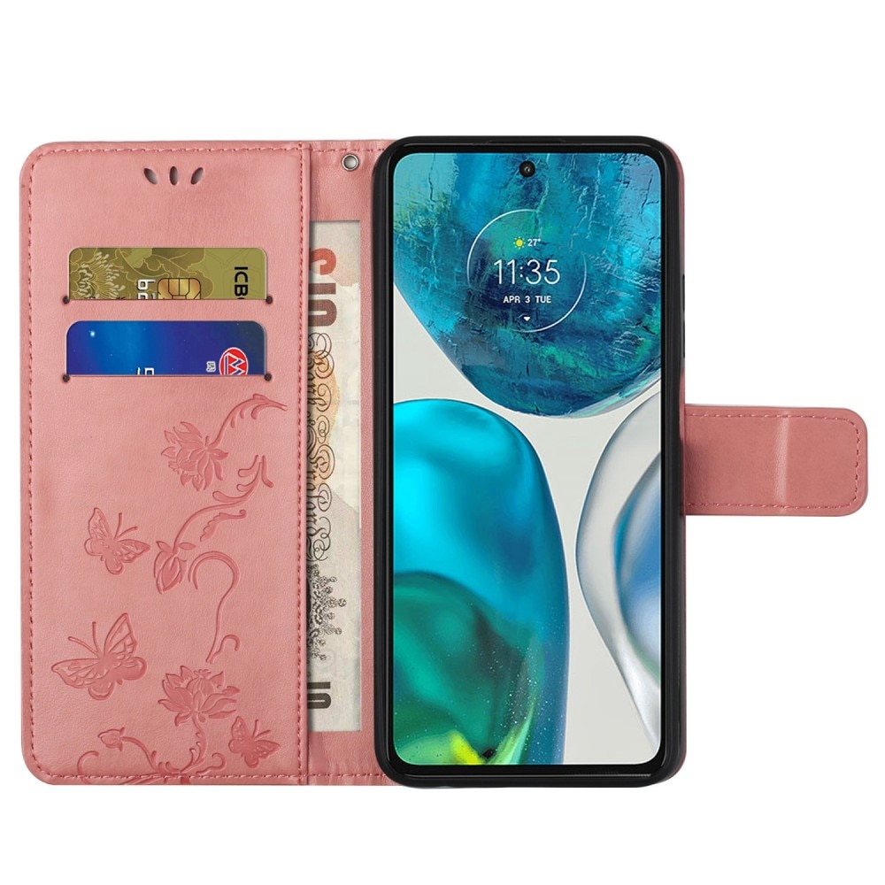 Motorola Moto G52 Handyhülle mit Schmetterlingsmuster, rosa