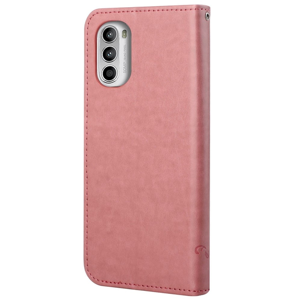 Motorola Moto G52 Handyhülle mit Schmetterlingsmuster, rosa