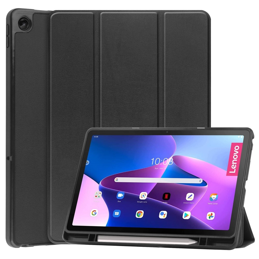 Lenovo Tab M10 Plus (3rd gen) Tri-Fold Case Schutzhülle mit Touchpen-Halter Schwarz