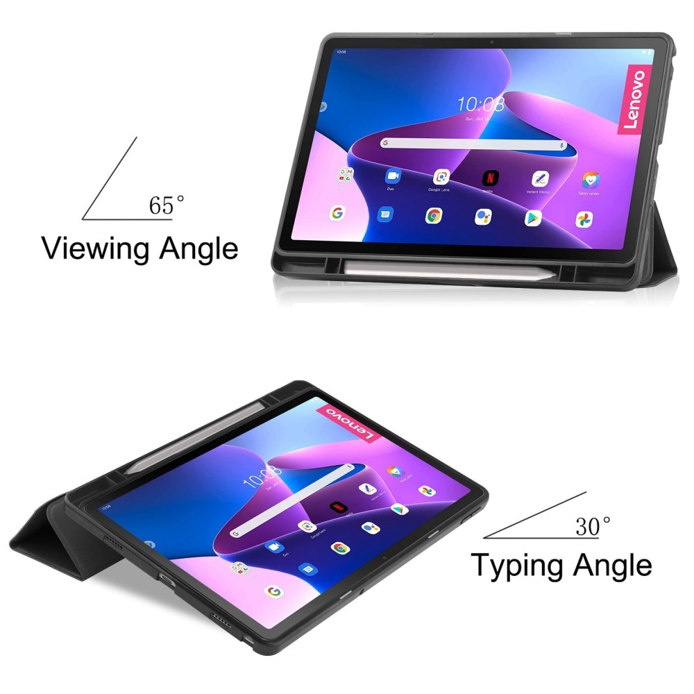 Lenovo Tab M10 Plus (3rd gen) Tri-Fold Case Schutzhülle mit Touchpen-Halter Schwarz