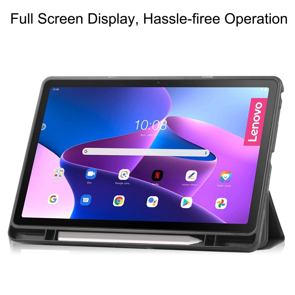  Lenovo Tab M10 Plus (3rd gen) Tri-Fold Case Schutzhülle mit Touchpen-Halter Schwarz