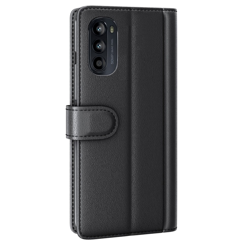 Motorola Moto G82/Moto G52 Echtlederhülle Schwarz