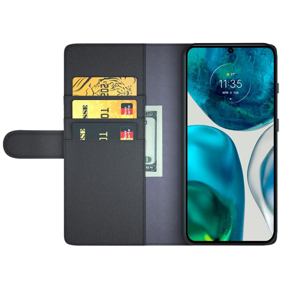 Motorola Moto G82/Moto G52 Echtlederhülle Schwarz