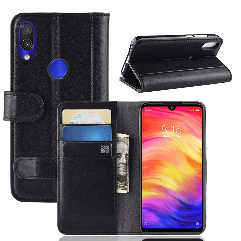 Xiaomi Redmi Note 7 Echtlederhülle schwarz