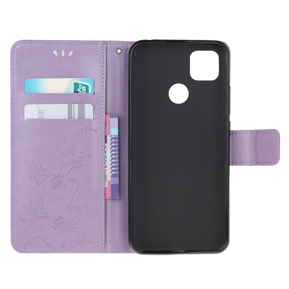 Xiaomi Redmi 9C Handyhülle mit Schmetterlingsmuster, Lila