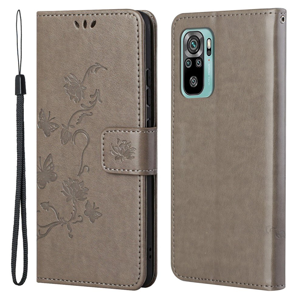 Xiaomi Redmi 10 Handyhülle mit Schmetterlingsmuster, Grau