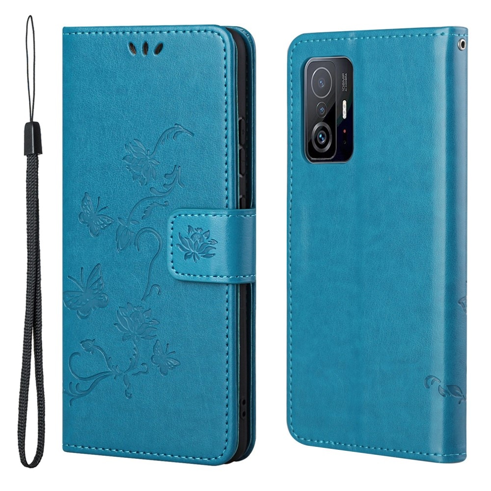 Xiaomi 11T/11T Pro Handyhülle mit Schmetterlingsmuster, Blau