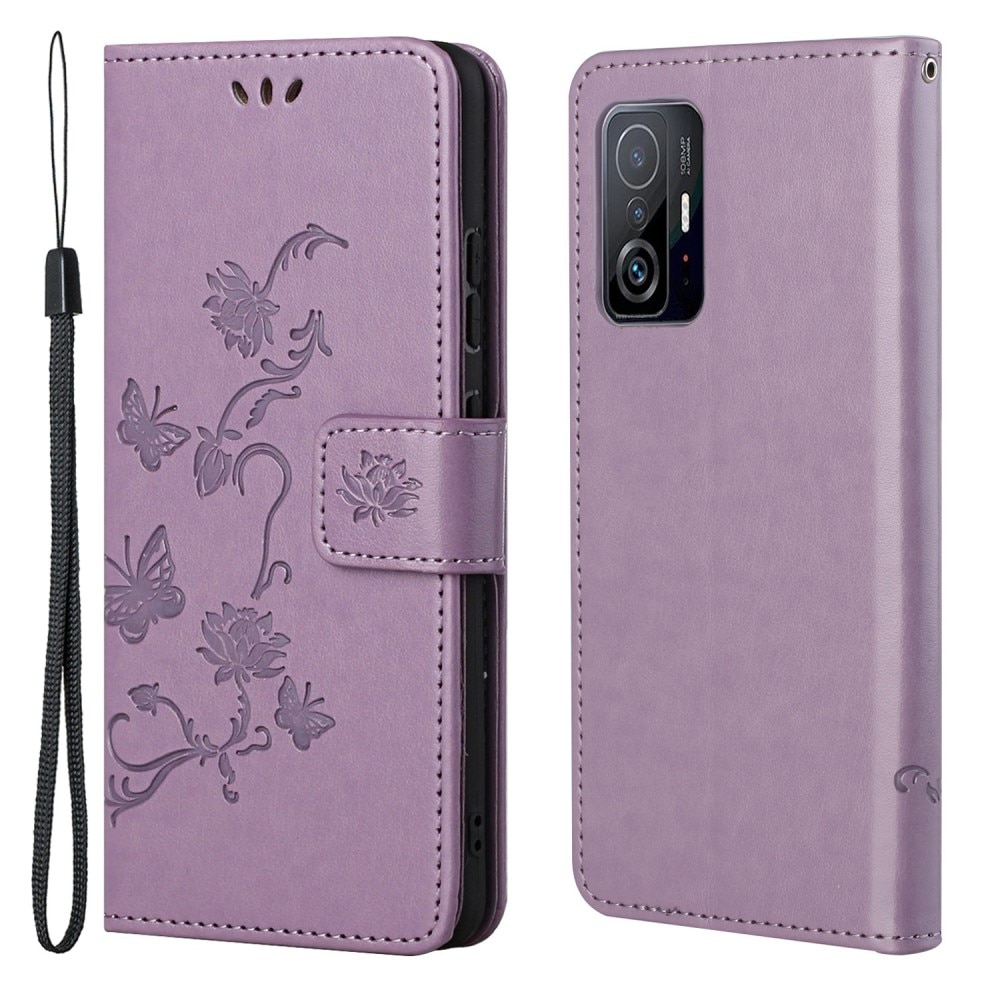 Xiaomi 11T/11T Pro Handyhülle mit Schmetterlingsmuster, Lila