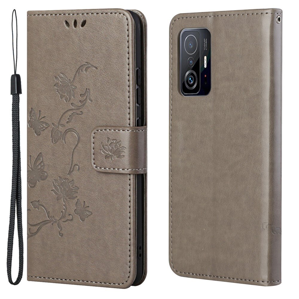 Xiaomi 11T/11T Pro Handyhülle mit Schmetterlingsmuster, Grau