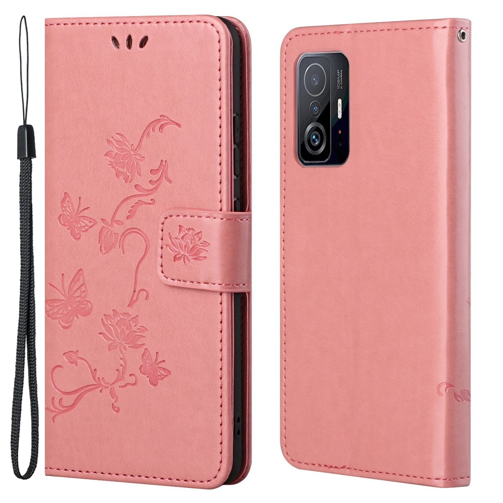 Xiaomi 11T/11T Pro Handyhülle mit Schmetterlingsmuster, Rosa