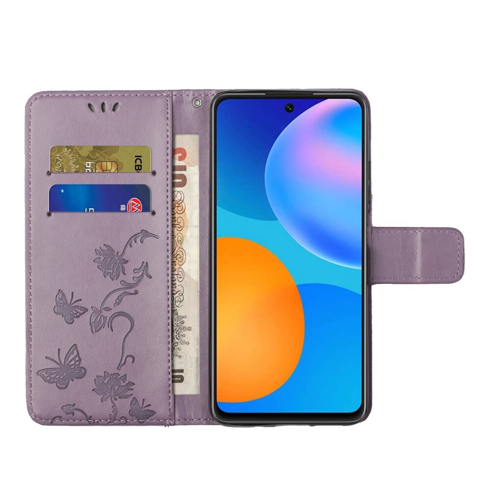 Xiaomi Redmi Note 11 Handyhülle mit Schmetterlingsmuster, lila