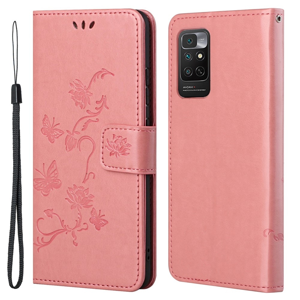 Xiaomi Redmi Note 11 Handyhülle mit Schmetterlingsmuster, rosa