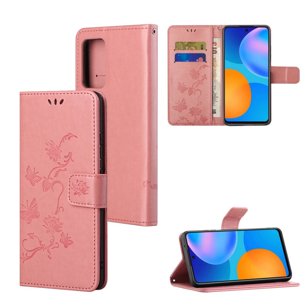 Xiaomi Redmi Note 11 Handyhülle mit Schmetterlingsmuster, rosa