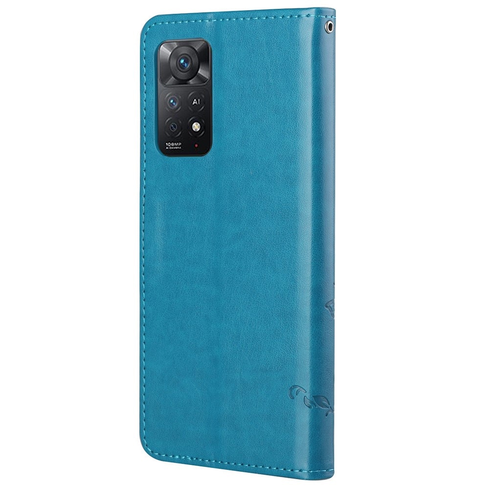 Xiaomi Redmi Note 11 Pro Handyhülle mit Schmetterlingsmuster, blau