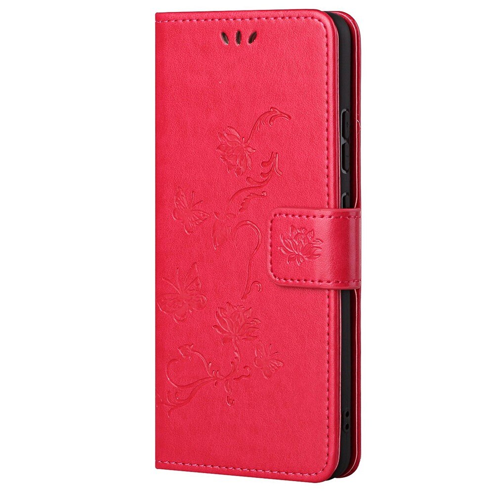 Xiaomi Redmi Note 11 Pro Handyhülle mit Schmetterlingsmuster, Rot
