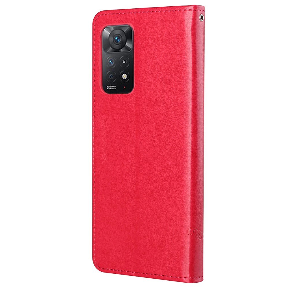 Xiaomi Redmi Note 11 Pro Handyhülle mit Schmetterlingsmuster, Rot