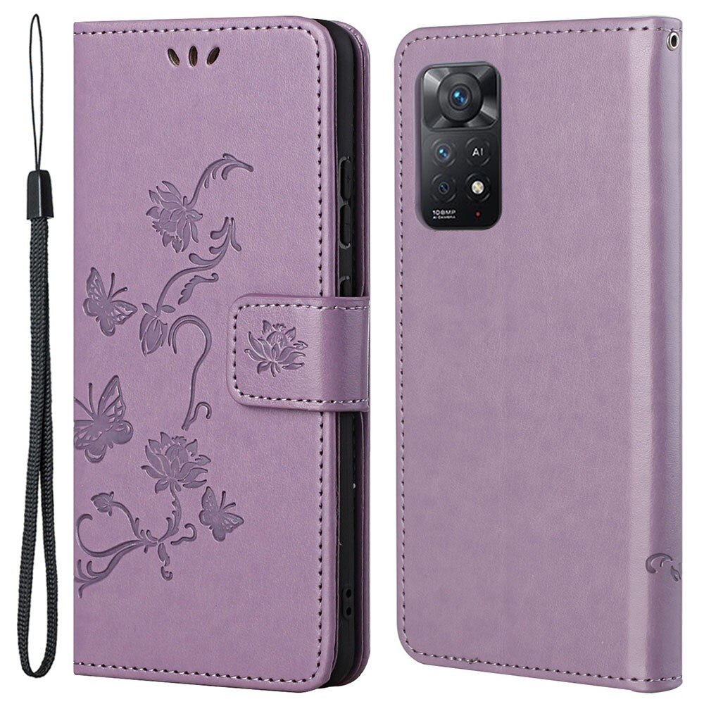 Xiaomi Redmi Note 11 Pro Handyhülle mit Schmetterlingsmuster, Lila