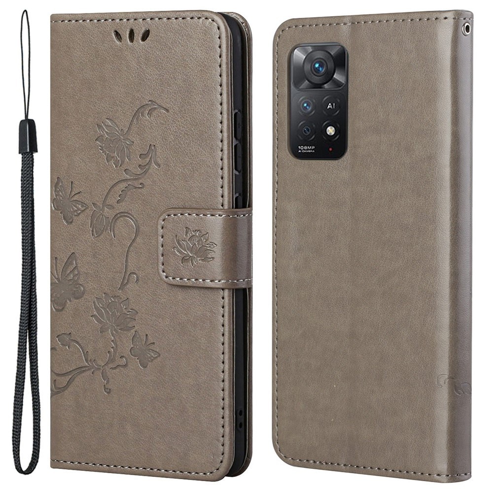 Xiaomi Redmi Note 11 Pro Handyhülle mit Schmetterlingsmuster, Grau