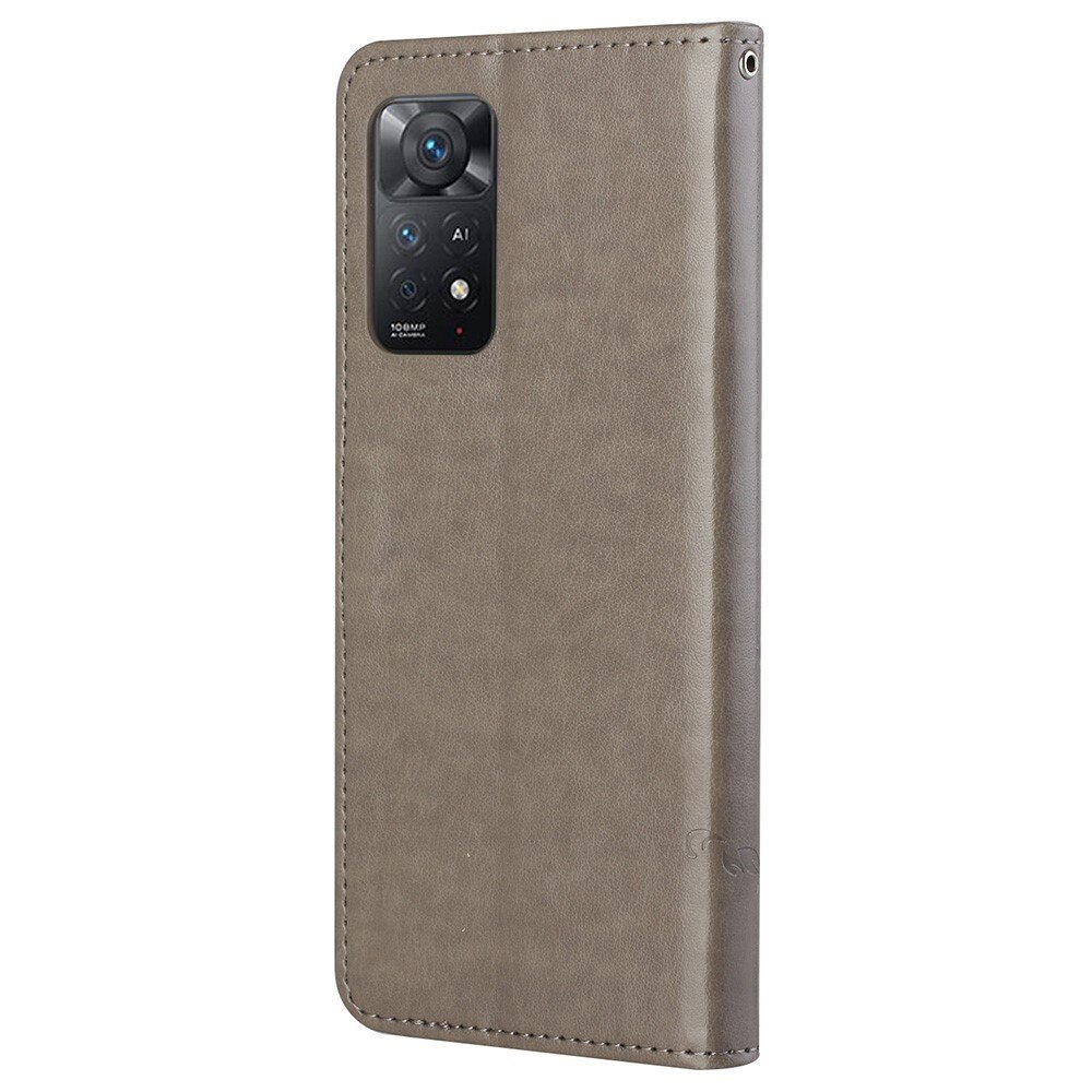 Xiaomi Redmi Note 11 Pro Handyhülle mit Schmetterlingsmuster, Grau