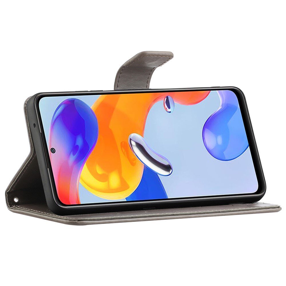 Xiaomi Redmi Note 11 Pro Handyhülle mit Schmetterlingsmuster, Grau