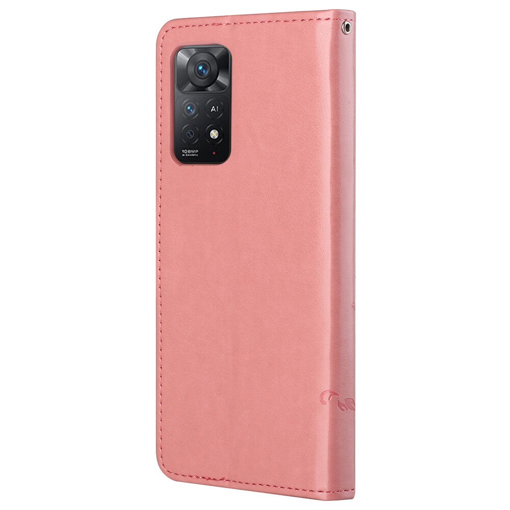 Xiaomi Redmi Note 11 Pro Handyhülle mit Schmetterlingsmuster, Rosa