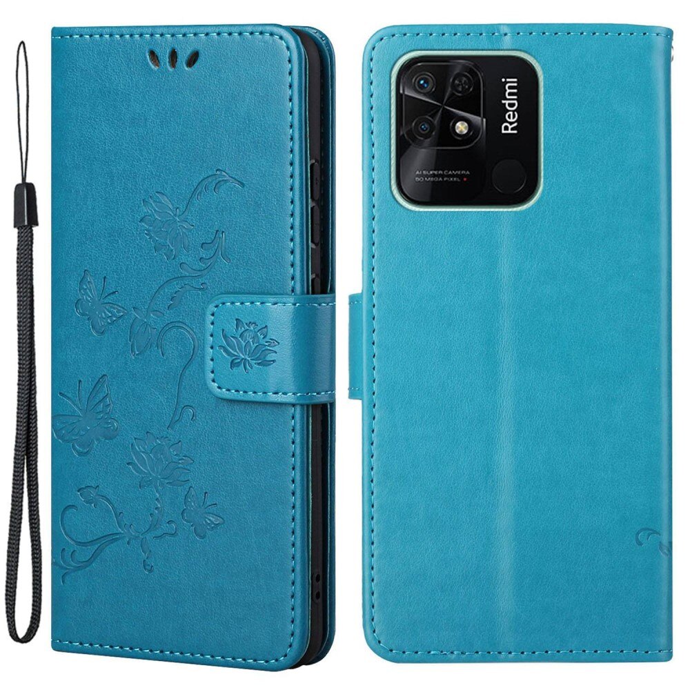 Xiaomi Redmi 10C Handyhülle mit Schmetterlingsmuster, Blau