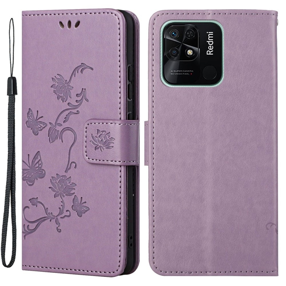 Xiaomi Redmi 10C Handyhülle mit Schmetterlingsmuster, Lila