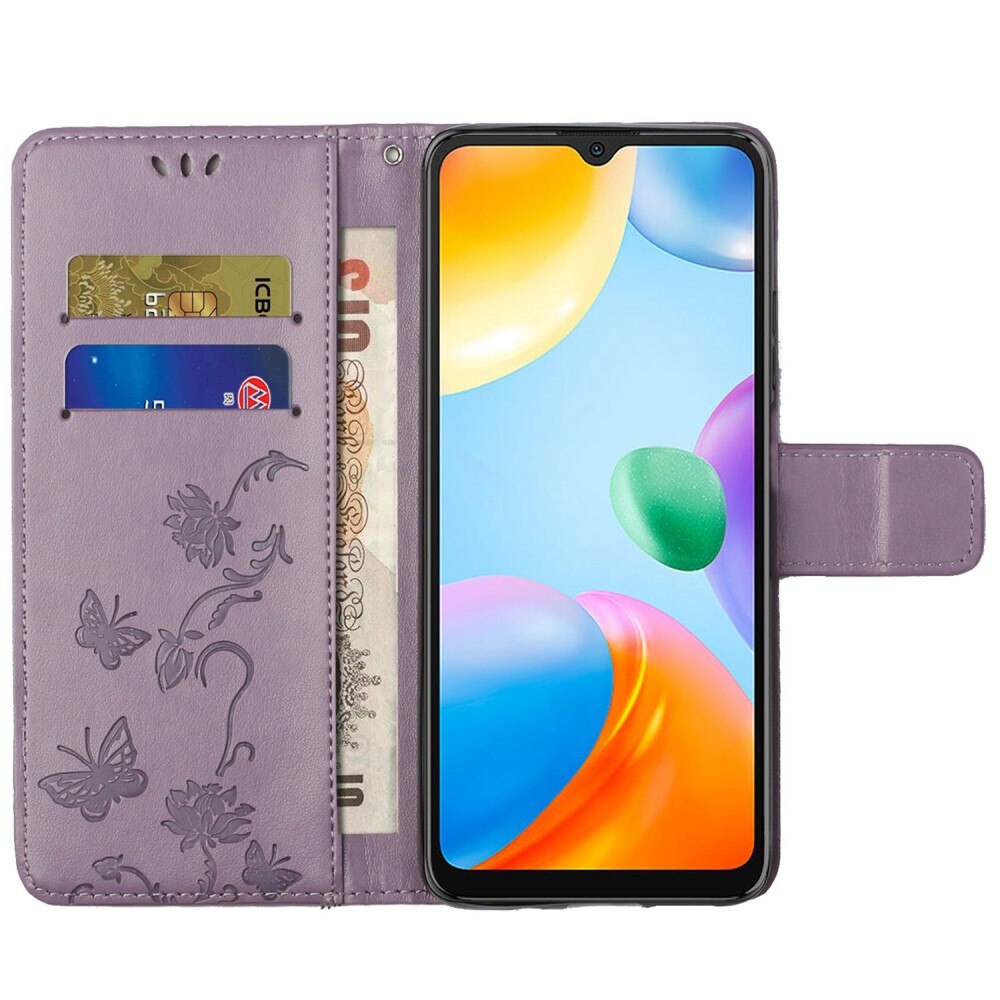Xiaomi Redmi 10C Handyhülle mit Schmetterlingsmuster, Lila