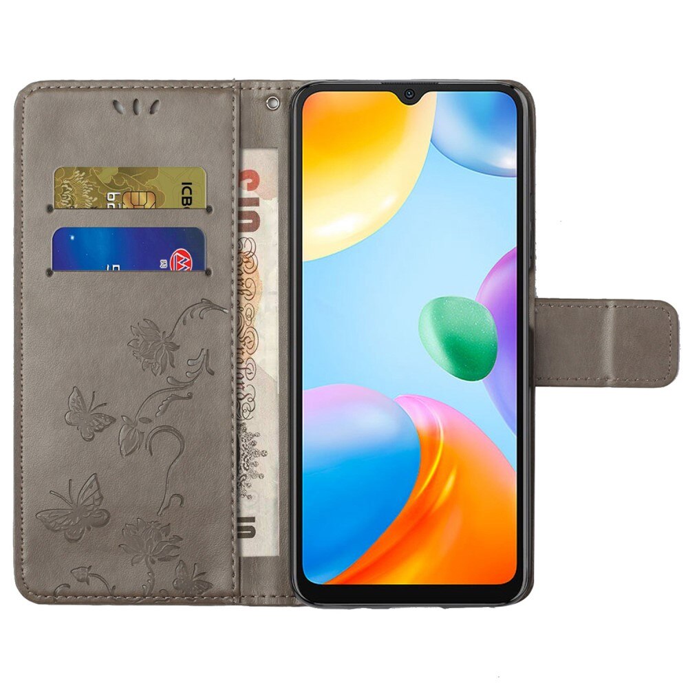 Xiaomi Redmi 10C Handyhülle mit Schmetterlingsmuster, Grau