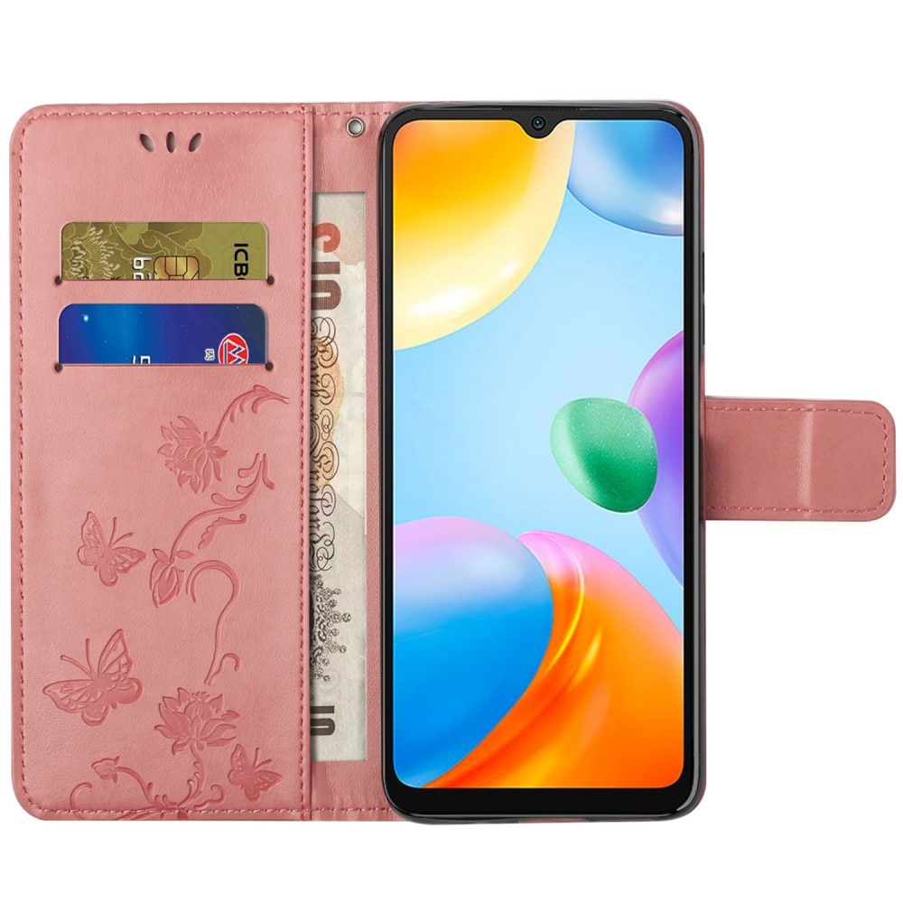 Xiaomi Redmi 10C Handyhülle mit Schmetterlingsmuster, rosa