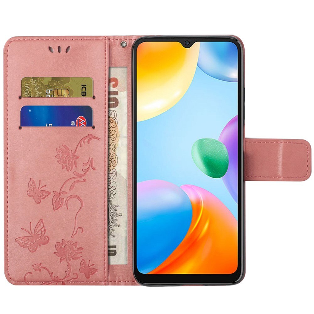 Xiaomi Redmi 10C Handyhülle mit Schmetterlingsmuster, Rosa