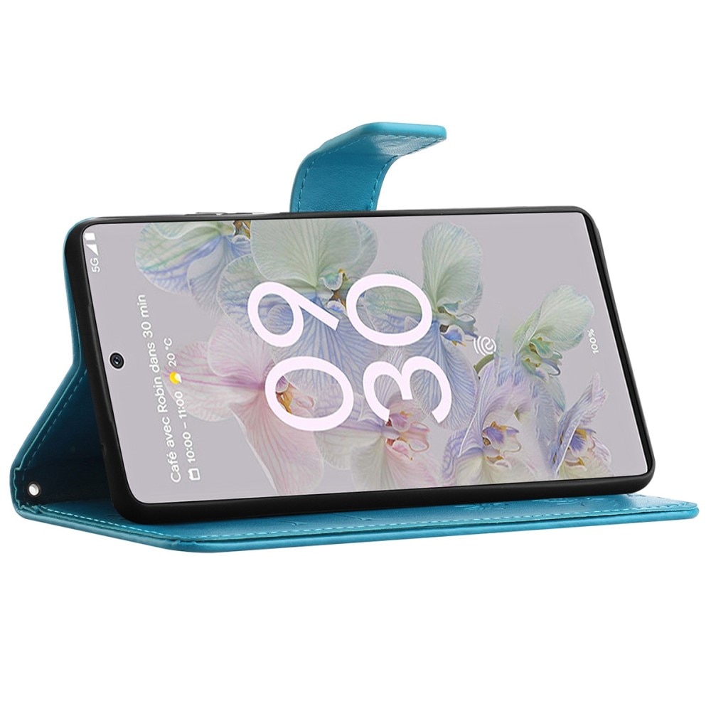 Google Pixel 6a Handyhülle mit Schmetterlingsmuster, Blau