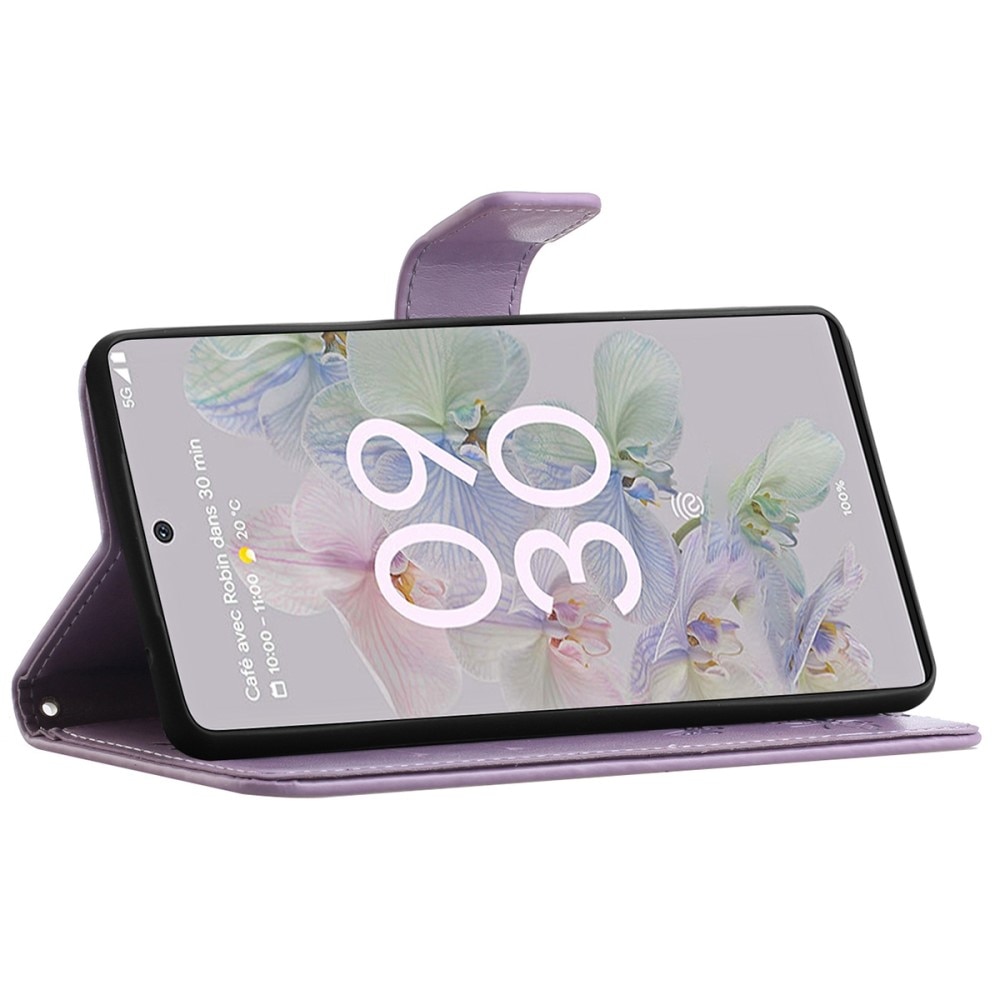Google Pixel 6a Handyhülle mit Schmetterlingsmuster, Lila