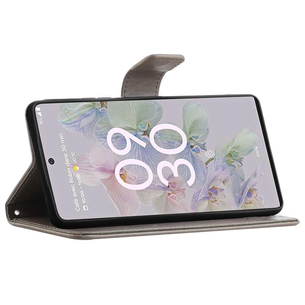 Google Pixel 6a Handyhülle mit Schmetterlingsmuster, Grau