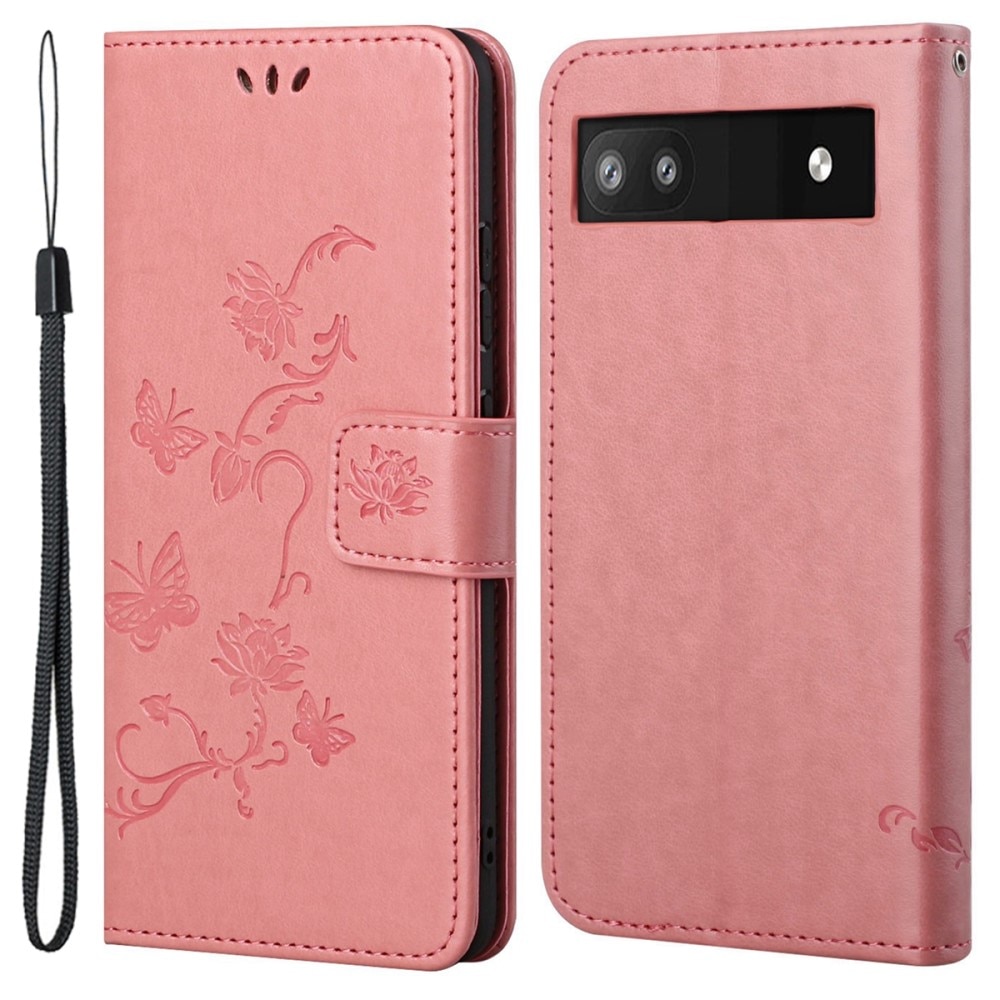 Google Pixel 6a Handyhülle mit Schmetterlingsmuster, Rosa