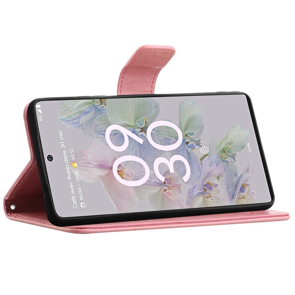 Google Pixel 6a Handyhülle mit Schmetterlingsmuster, rosa