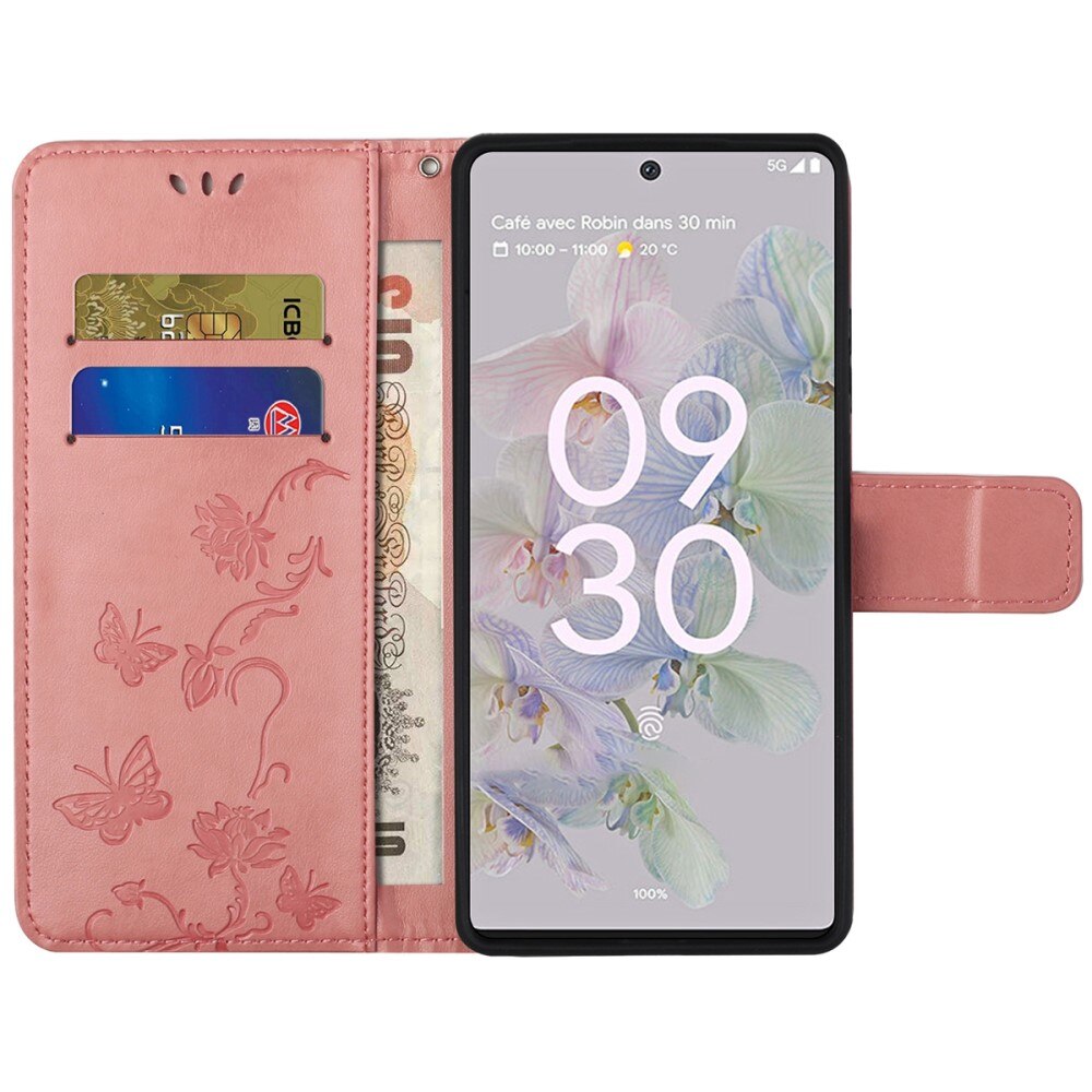 Google Pixel 6a Handyhülle mit Schmetterlingsmuster, Rosa
