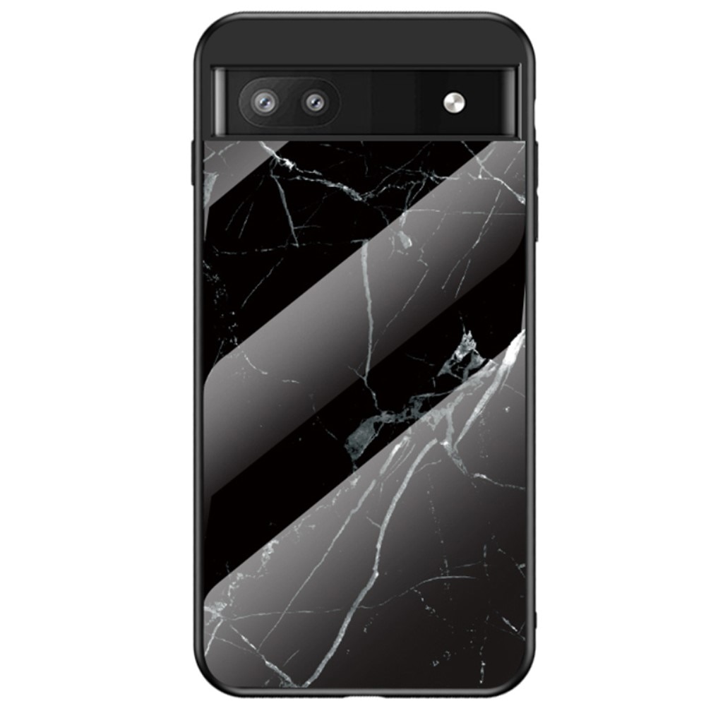 Google Pixel 6a Hülle aus gehärtetem Glas Black Marble