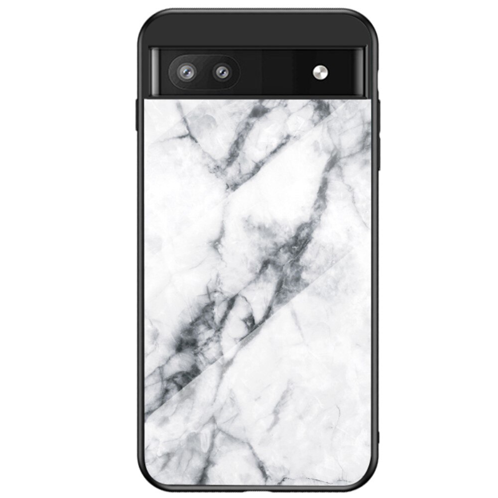 Google Pixel 6a Hülle aus gehärtetem Glas White Marble