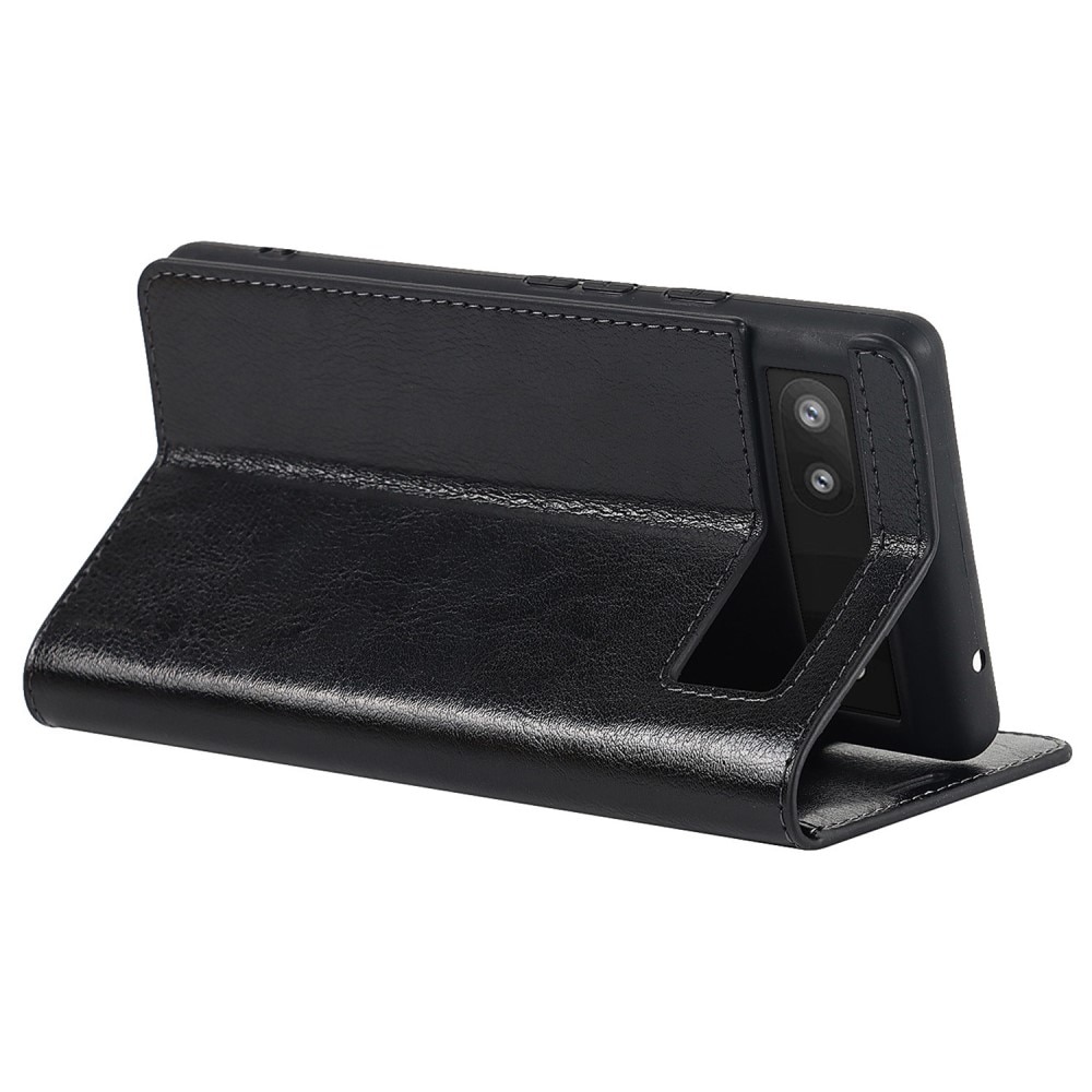 Google Pixel 6a Handytasche aus Echtem Leder schwarz