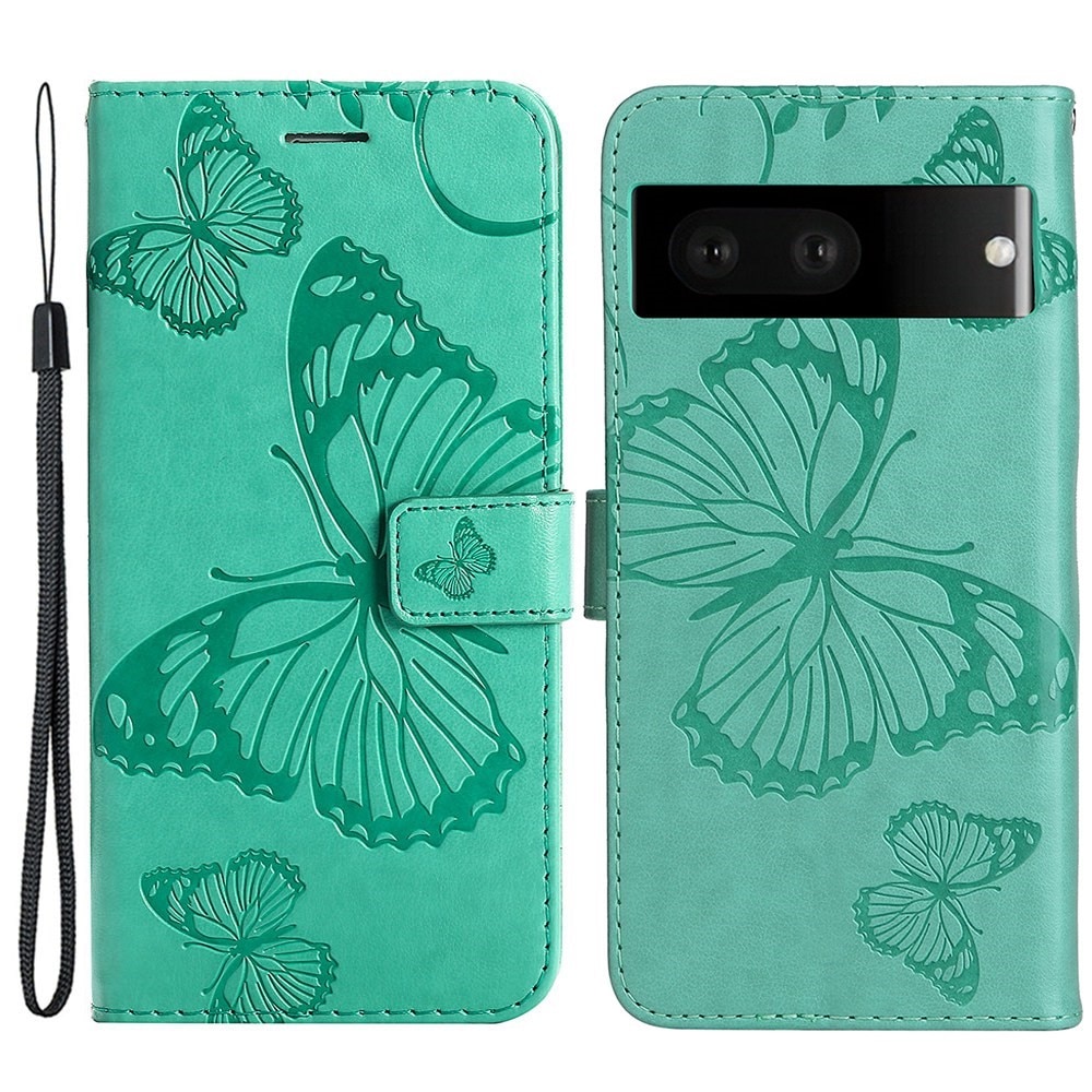Google Pixel 7 Handyhülle mit Schmetterlingsmuster, Grün